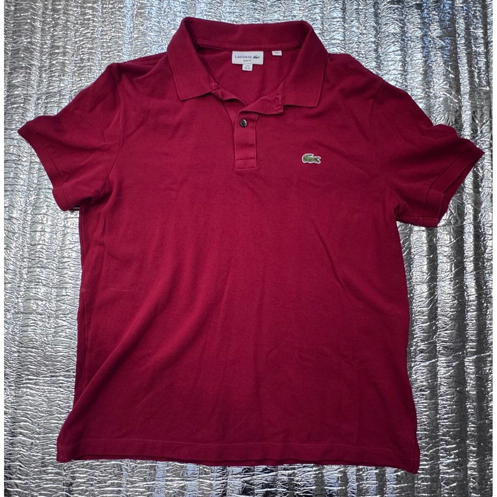 Lacoste Mens Slim Fit Cotton Pique Polo Shirt Red XL FR 6 FA13487/519